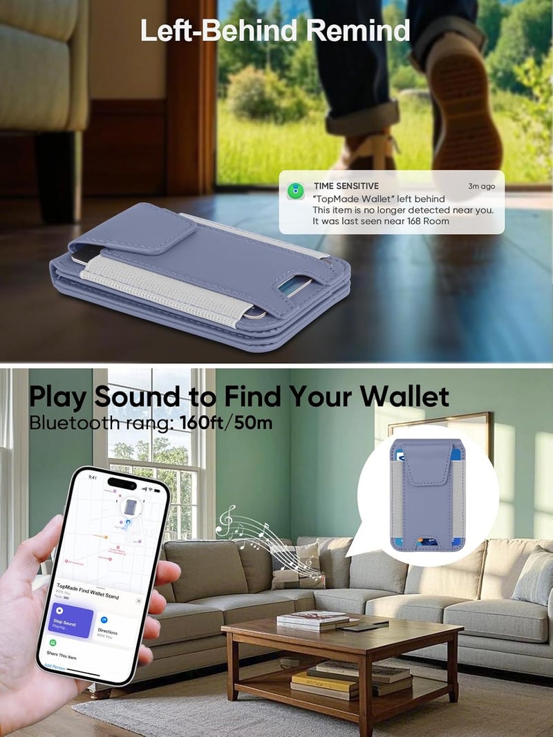 TopMade for Magsafe Wallet, Works with Apple Find My, Strongest Magnetic Wallet for iPhone 16/15/14/13/12 Series, Mganetic Card Holder with Adjustable Stand, 9 Cards Holder, Lavender - Image 3